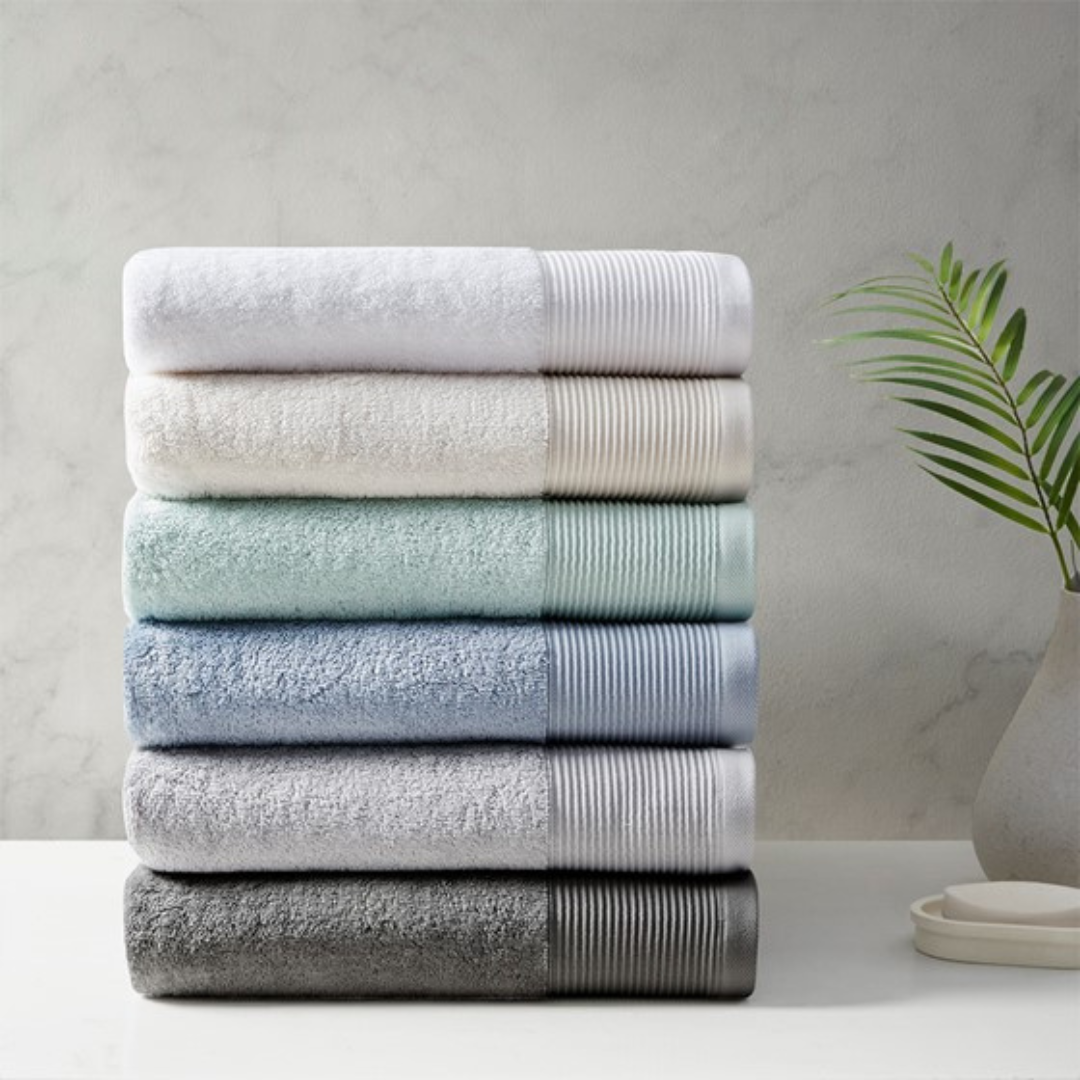 Nuage Cotton Tencel Blend Antimicrobial 6 Piece Towel Set - Charcoal