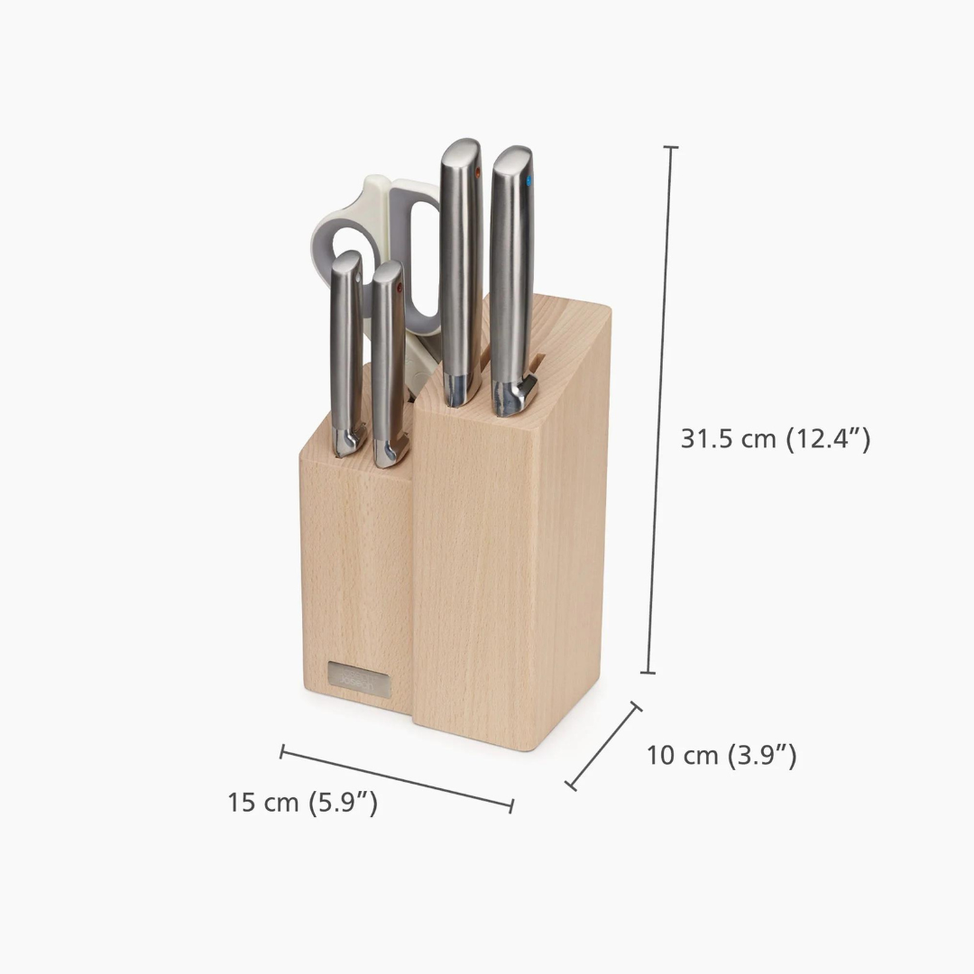 Elevate™ Fusion 5-piece Knife & Scissor Set with Beechwood Block