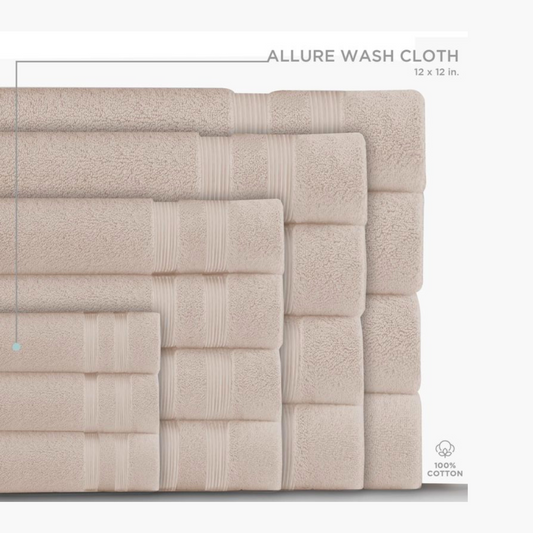 Allure Wash Towel Almond 12"x 12"