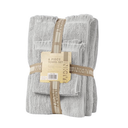 Nova Cotton Dobby Slub 6 Piece Towel Set - Grey