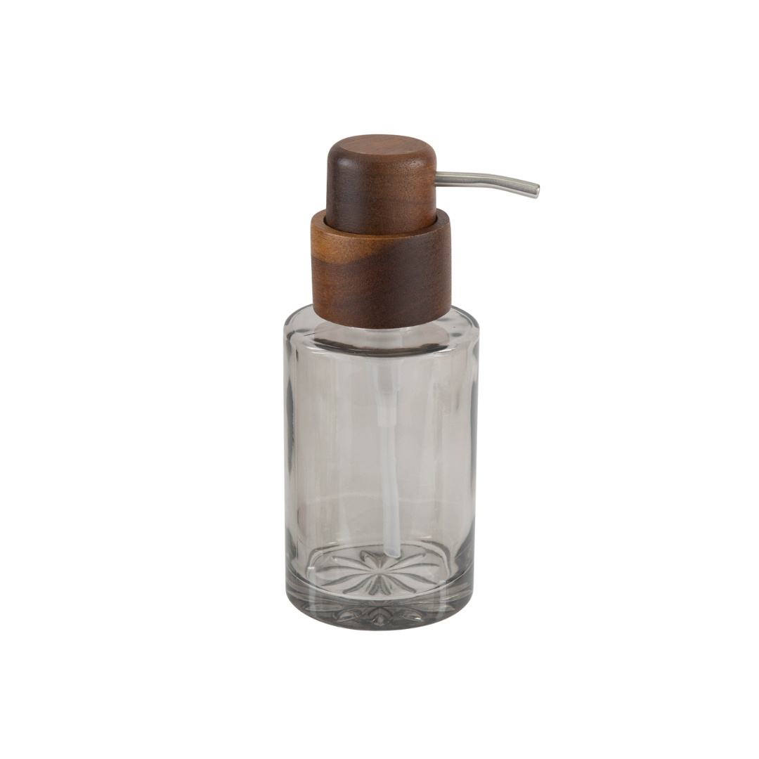 Vaso Soap Dispenser - Glass /Acacia Pump Grey