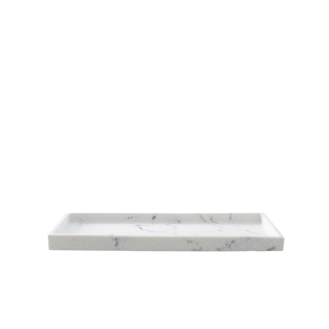 Tripoli Tray Resin Herringbone Grey Marble