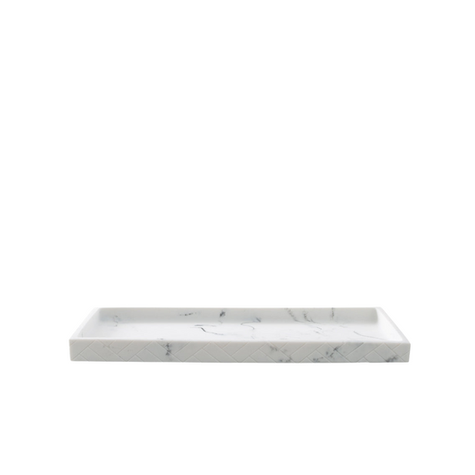 Tripoli Tray Resin Herringbone Grey Marble