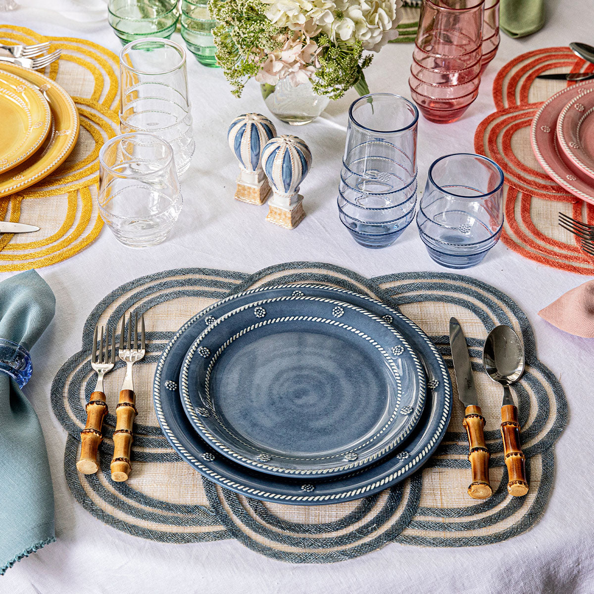 Berry & Thread Melamine Dinner Plate Set/4 - Ocean