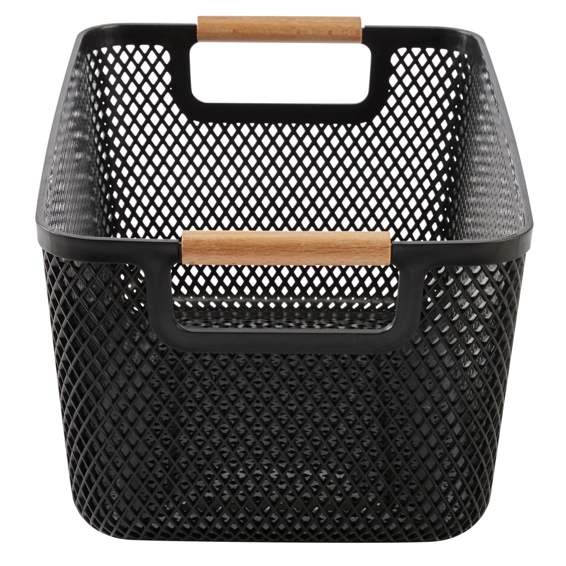 N&T Malla PP Basket with Wooden Handle Black Large