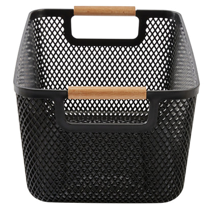 N&T Malla PP Basket with Wooden Handle Black Large