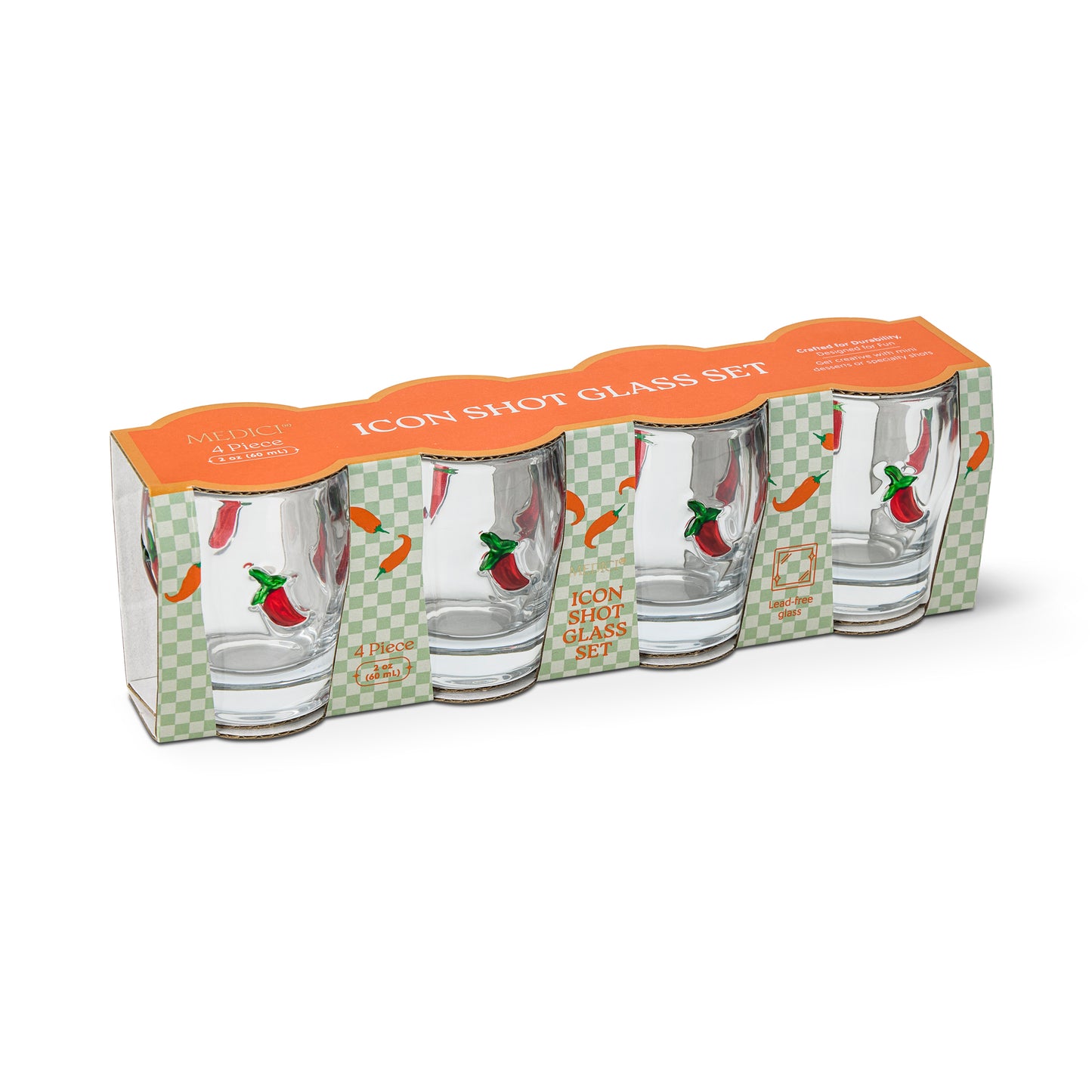 4Pk 2oz Icon Shot Glasses Pepper