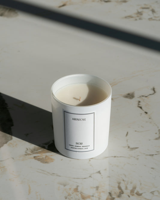 Matte White Candle with Magnetic Box - Sicily