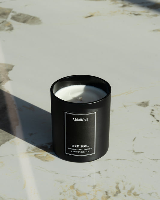 Matte Black Candle with Magnetic Box - Violet Santal