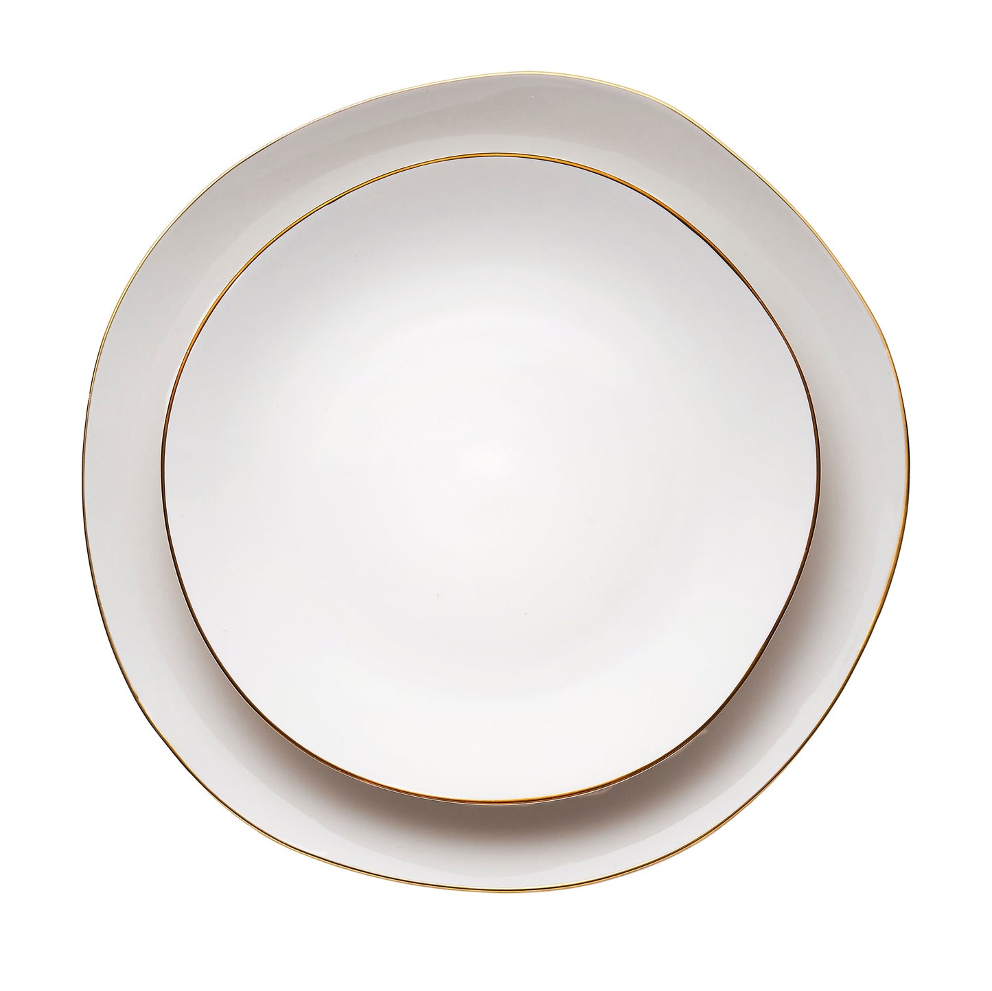 Andover White 12 Piece Gold Rim Dinnerware Set, Service For 4