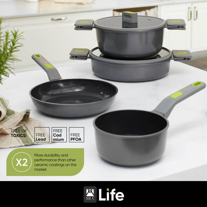 Life Ceramic Nonstick Stock Pot with Glass Lid 24 cm, 4.0 L