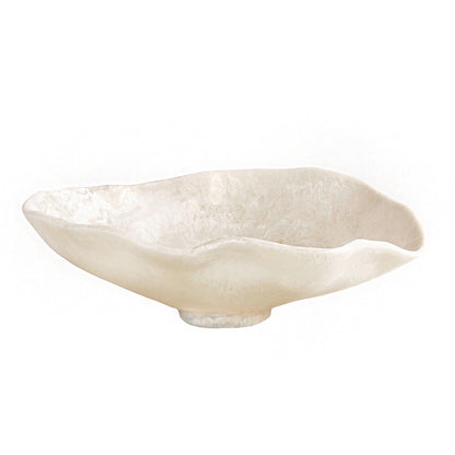 RESIN Alabaster Large Oval Bowl White Swirl