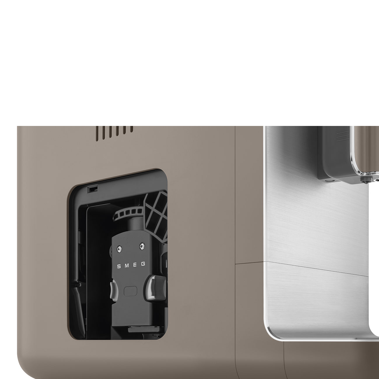Retro-Style Automatic Coffee Machine with Steamer - Taupe