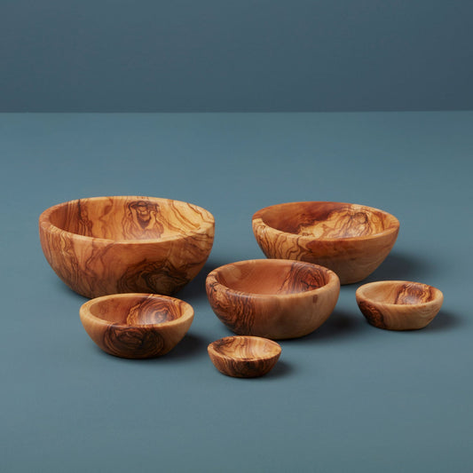 Olive Wood Nesting Bowls, Set of 6