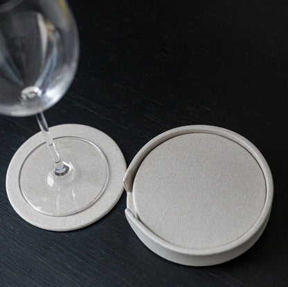 Set of 4 Round Coaster Set with Box - Denim White