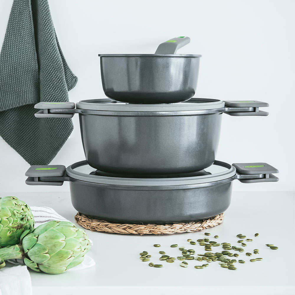 Life Ceramic Nonstick Stock Pot with Glass Lid 24 cm, 4.0 L