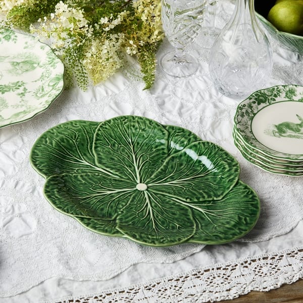 Le Jardin Cabbage 3-D Oval Platter 17 x 12.5 in