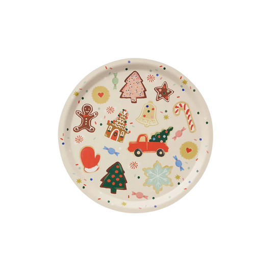 Christmas Cookies Holiday Round Serving Tray