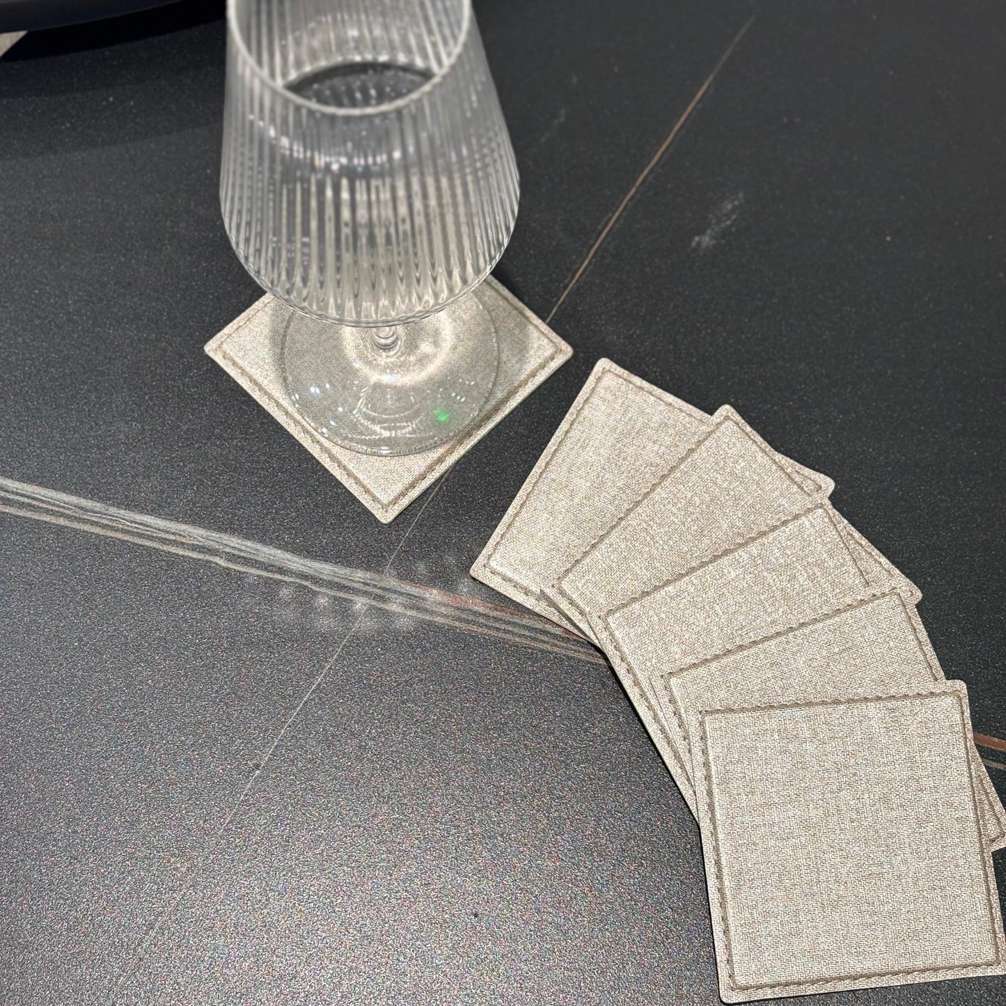 Set of 6 Coasters - Linen Latte