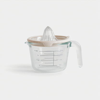 Glass Measuring Cup With Glass Citrus Juicer Lid