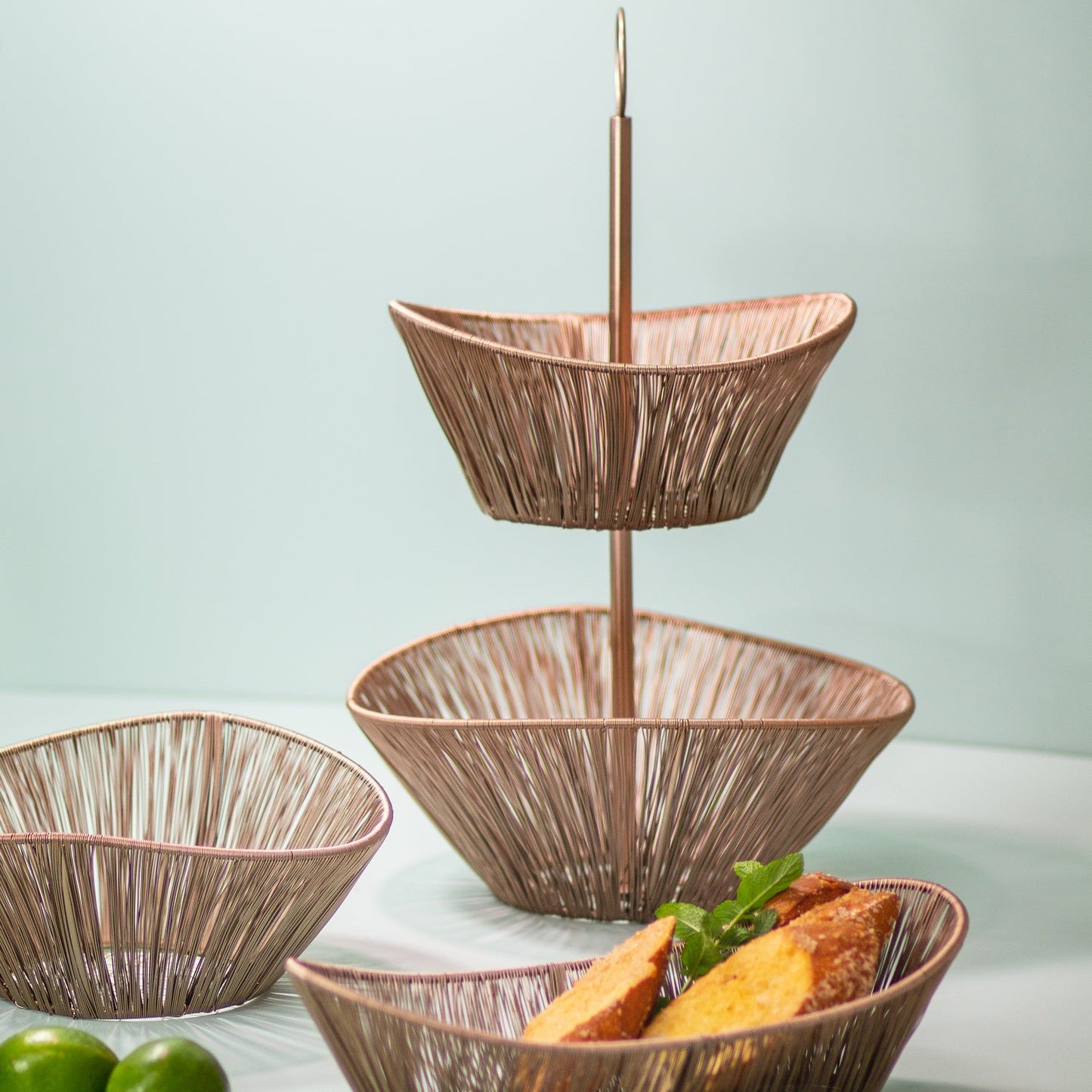 RosÃ© Rhythm Wire 2-Tier Basket