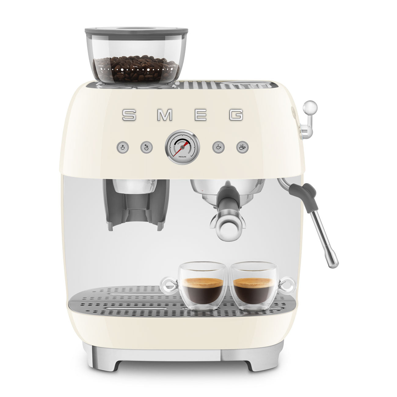 50s Retro Style Aesthetic Semi-Automatic Espresso Coffee Machine- Cream