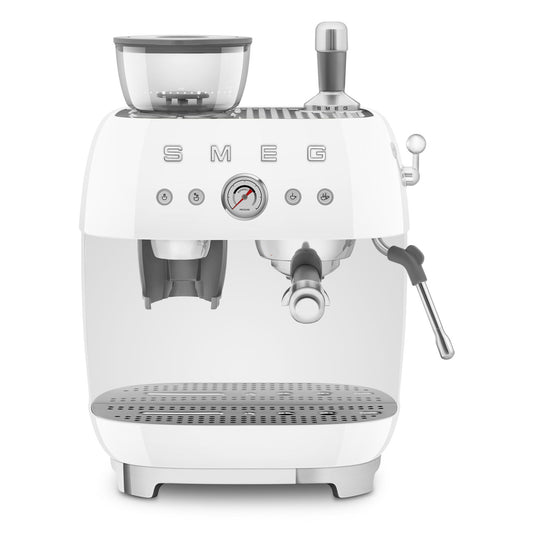 50s Retro Style Aesthetic Semi-Automatic Espresso Coffee Machine- White