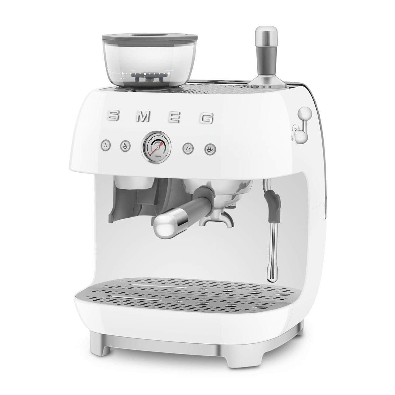 50s Retro Style Aesthetic Semi-Automatic Espresso Coffee Machine- White
