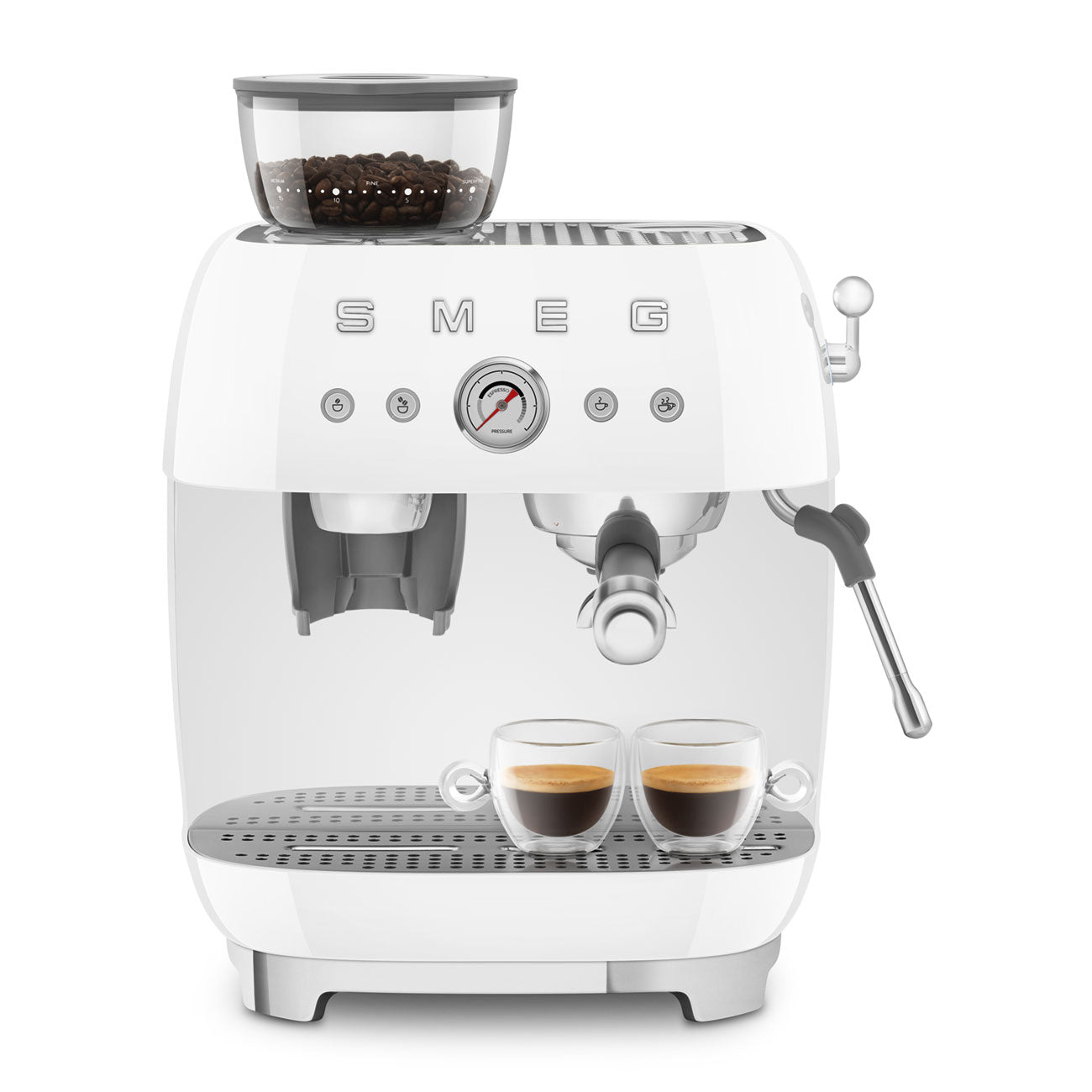 50s Retro Style Aesthetic Semi-Automatic Espresso Coffee Machine- White