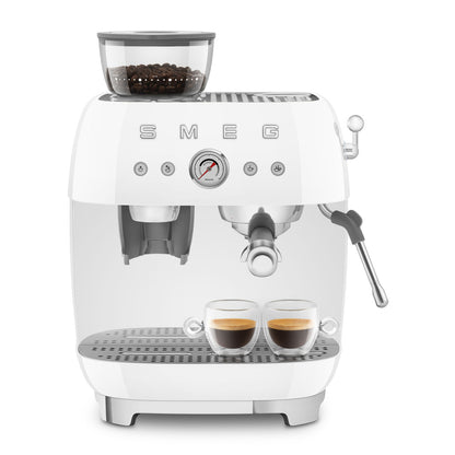 50s Retro Style Aesthetic Semi-Automatic Espresso Coffee Machine- White