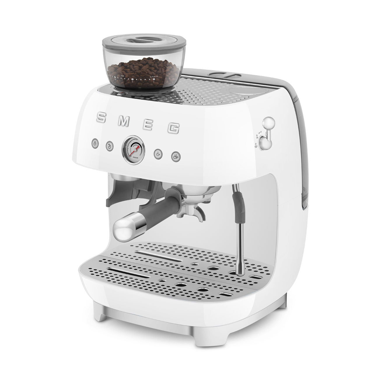 50s Retro Style Aesthetic Semi-Automatic Espresso Coffee Machine- White