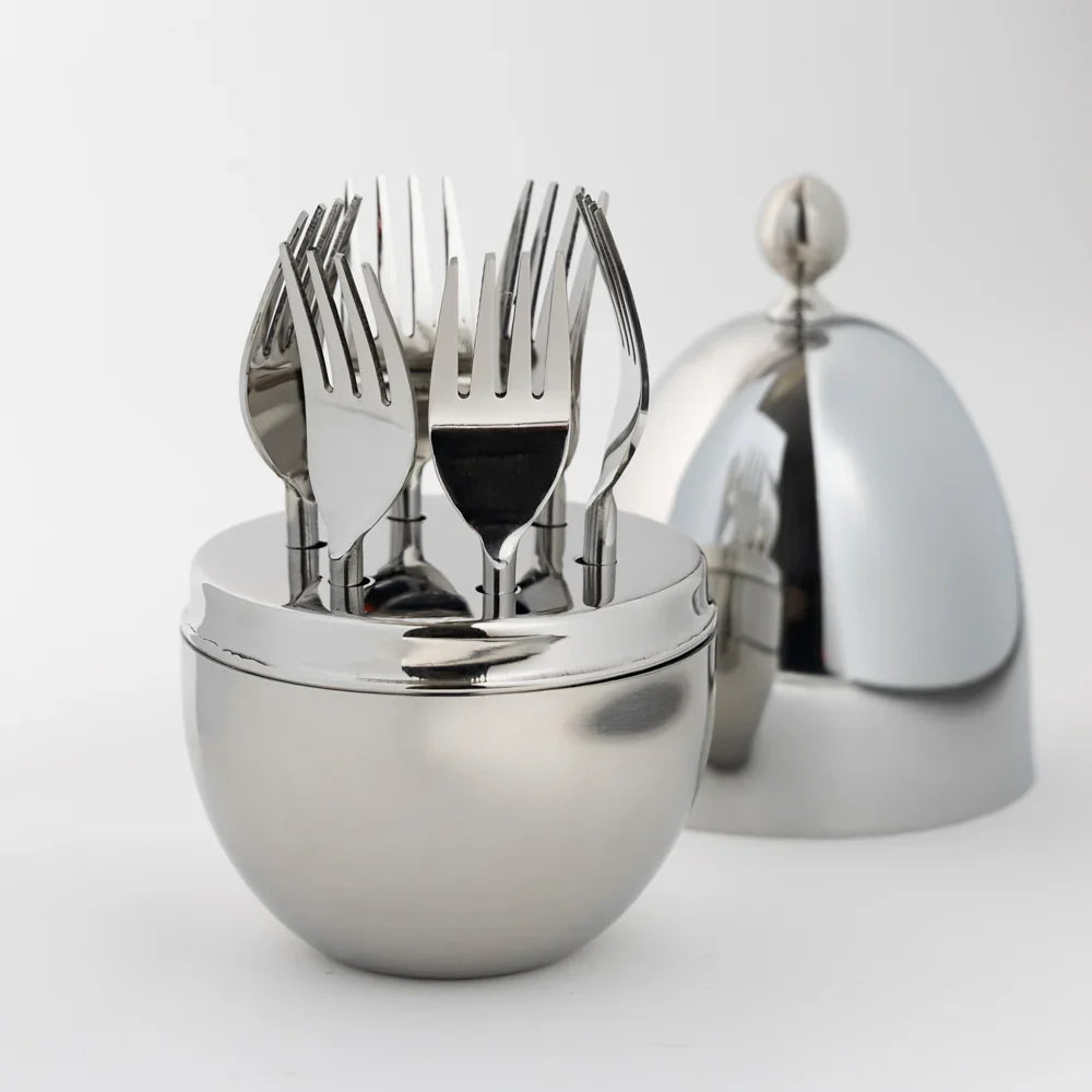 Egg Holder Silver - 6 Forks