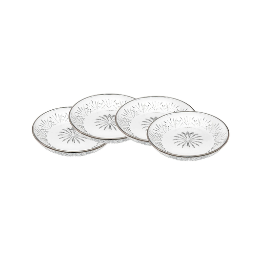 Dublin Crystal Platinum Rim Dessert Plate, Set of 4