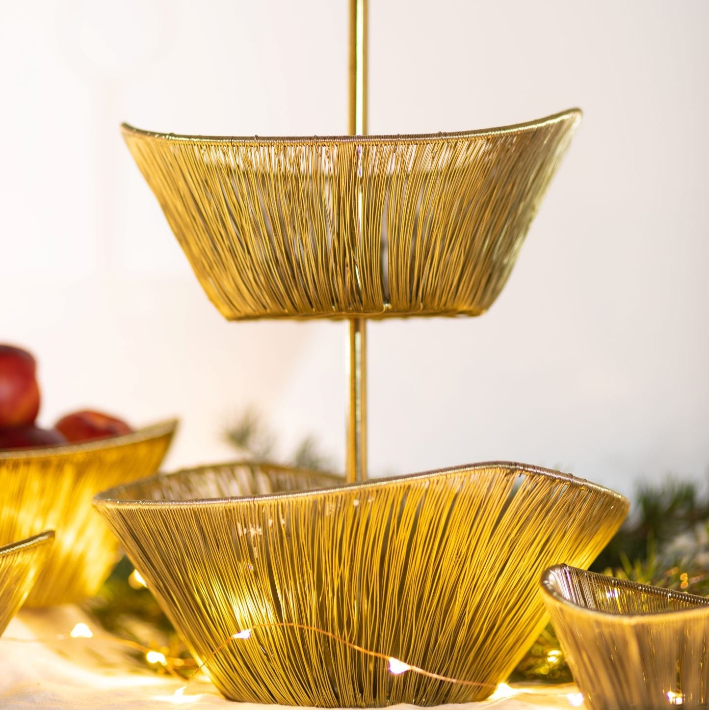 Gold Rhythm Wire 2-Tier Basket