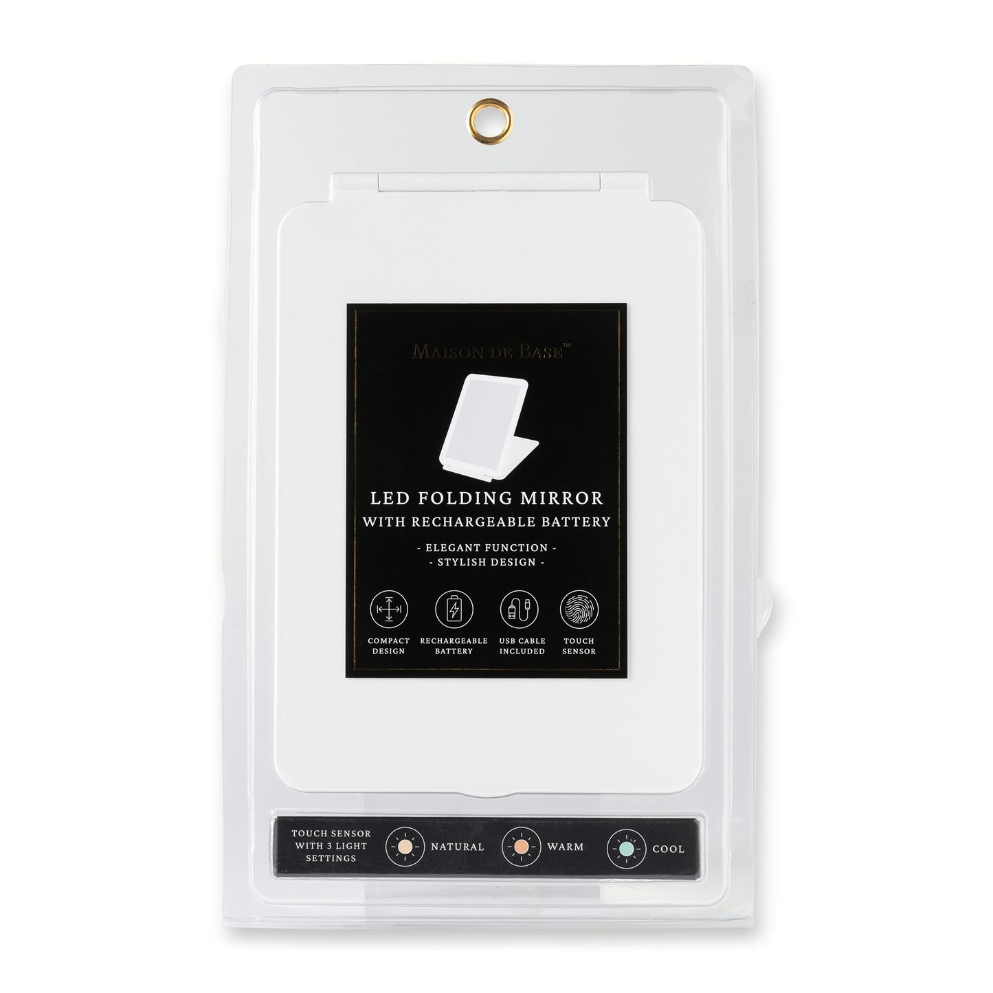 Folding Flat Easy Travel Light Up Mirror W/Rechargeable Battery