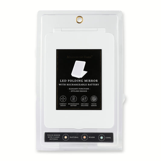 Folding Flat Easy Travel Light Up Mirror W/Rechargeable Battery
