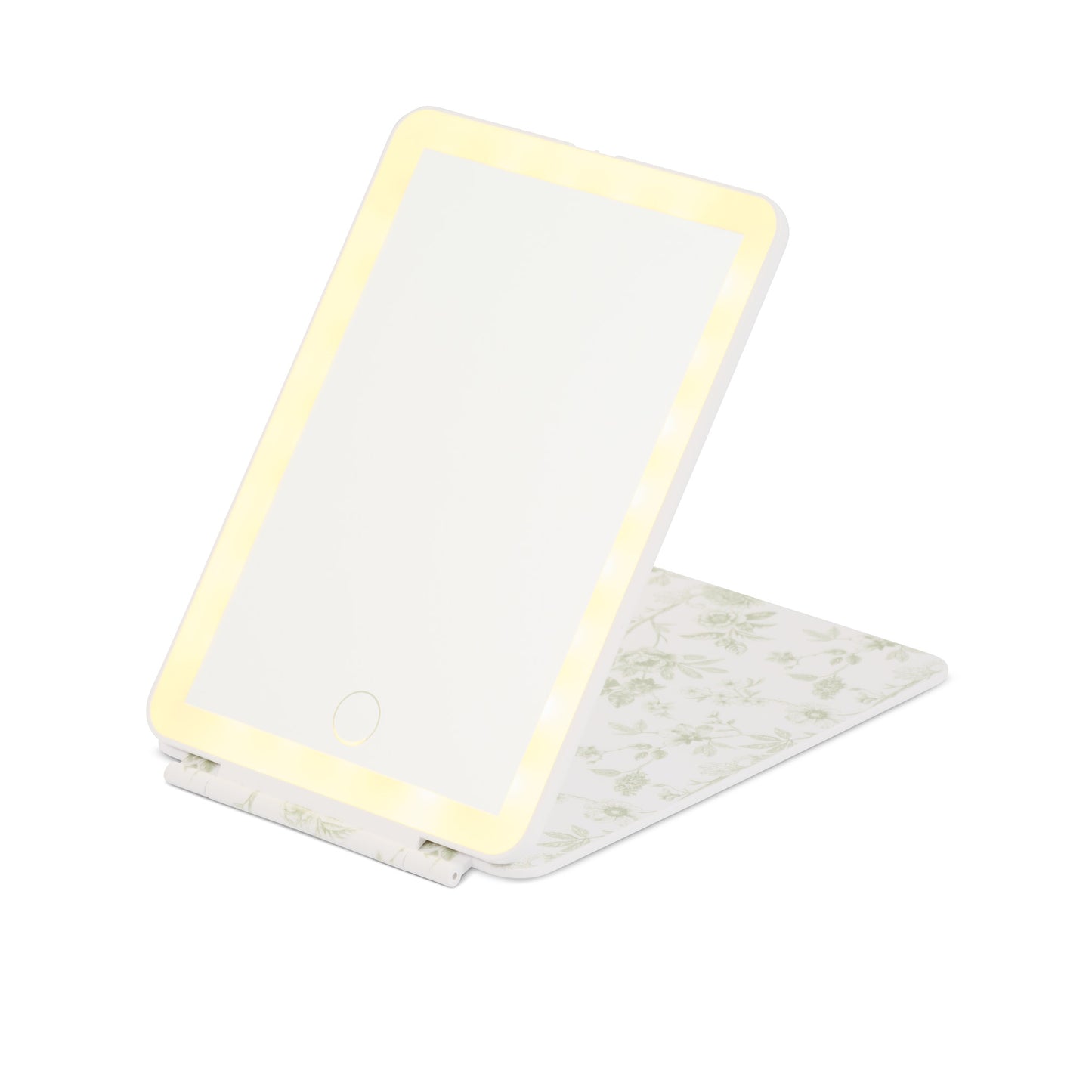 Folding Flat Easy Travel Light Up Mirror W/Rechargeable Battery Green
