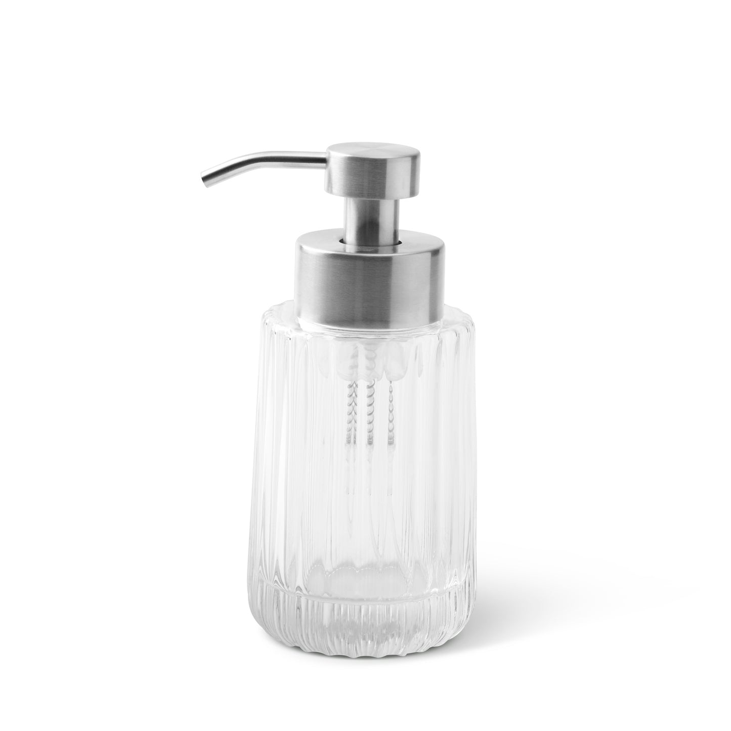 Ribbed Foaming Transparent Glass Soap Pump Silver