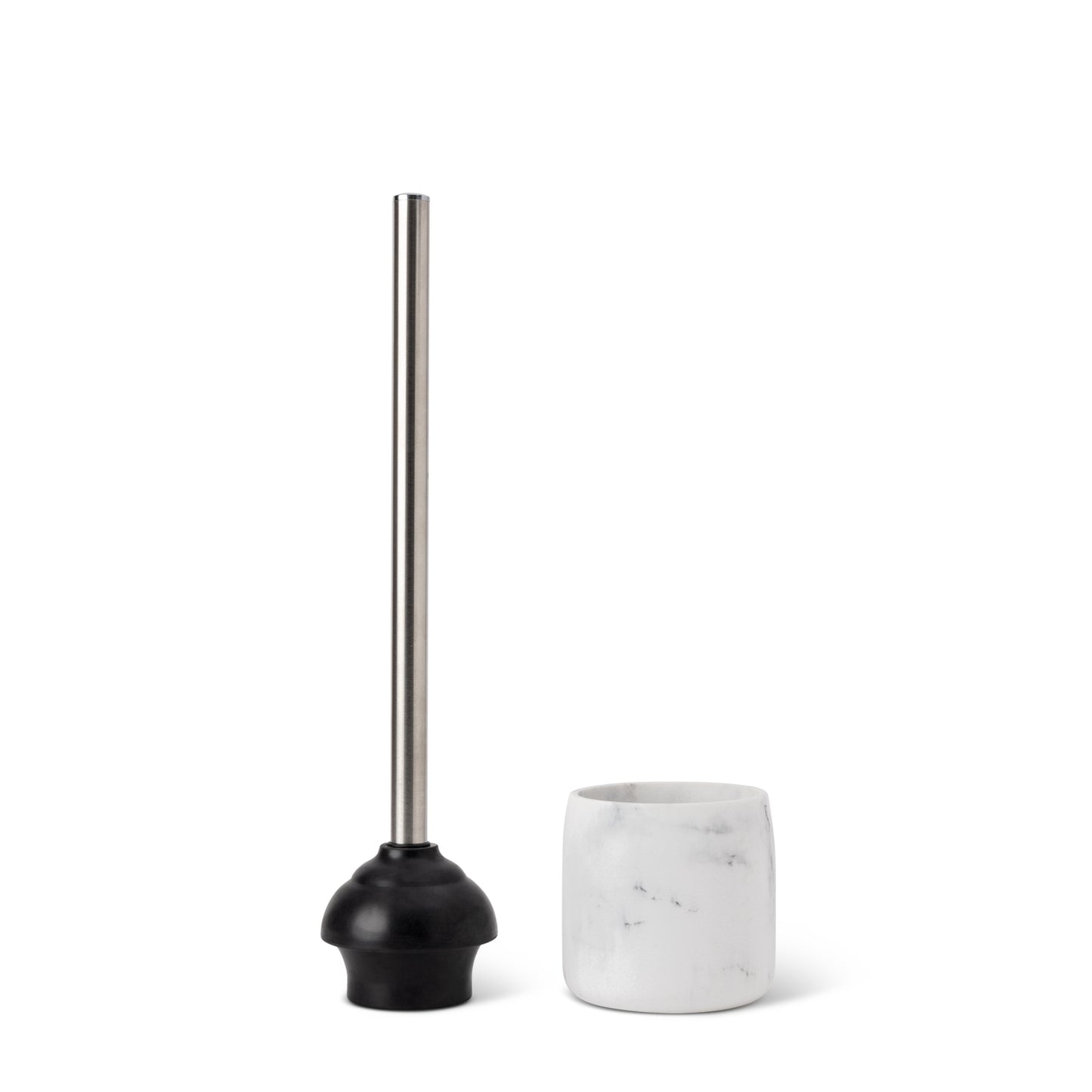 Plunger In Resin Holder White Marble