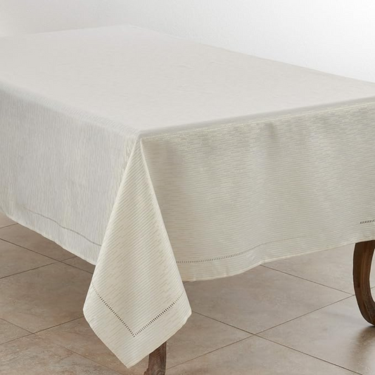 Hemstitched Design Tablecloth Ivory 65"x104"