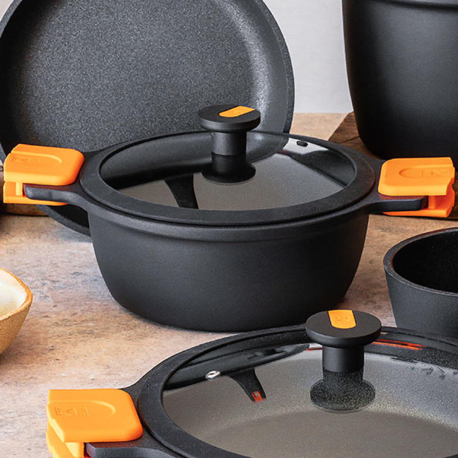 Efficient Pro Cast Aluminum Nonstick Stock Pot with Glass Lid 24 cm, 4.0 L