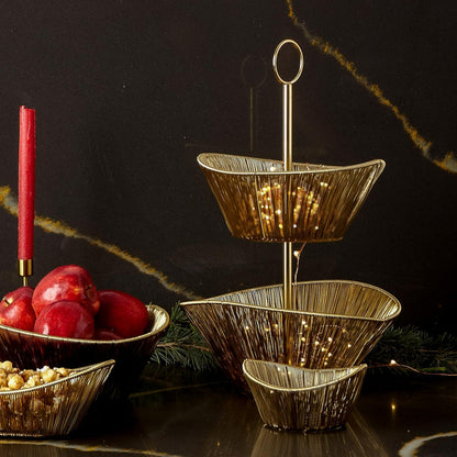 Gold Rhythm Wire 2-Tier Basket