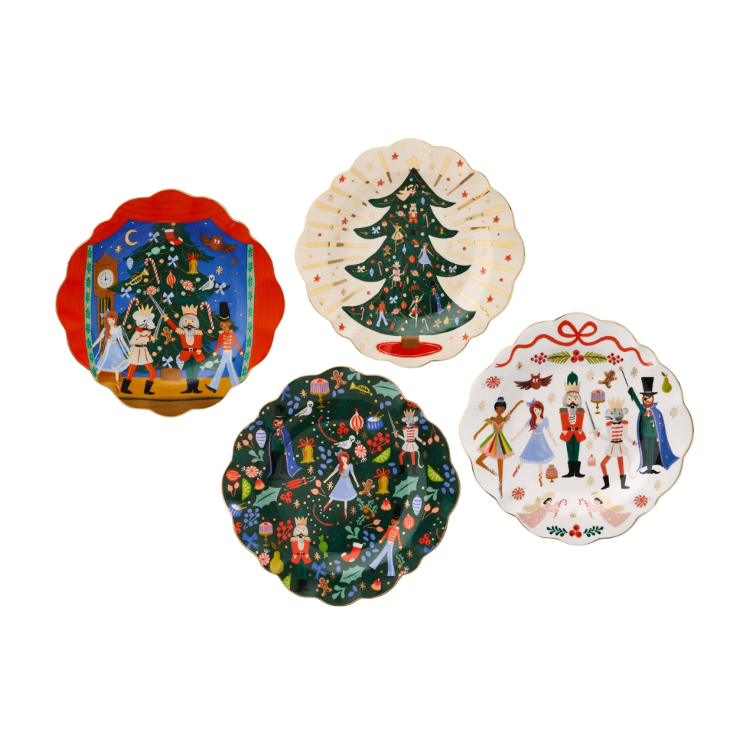 Nutcracker Porcelain Dessert Plate Set