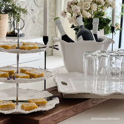 VIDA Alegria Rectangular Tray with Handles White