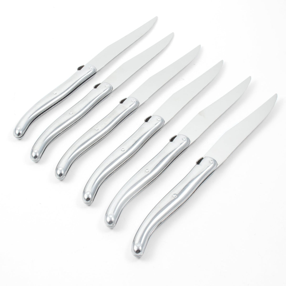 Laguiole 6 Piece Steak Knife Set, Stainless Steel in Wood Box with Acrylic Lid