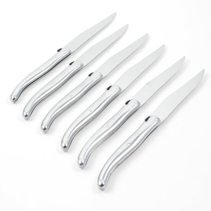 Laguiole 6 Piece Steak Knife Set, Stainless Steel in Wood Box with Acrylic Lid