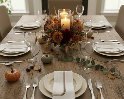 London Monotone Round Placemat with Leather Band - Set of 4