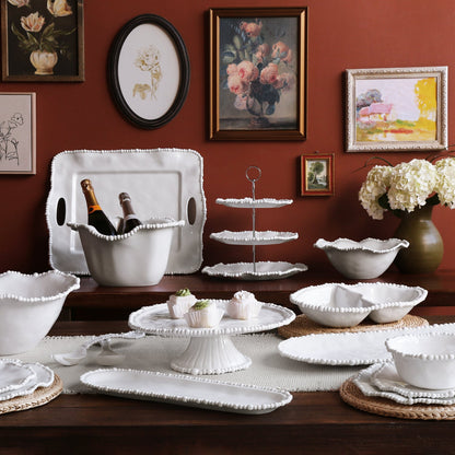 VIDA Alegria Rectangular Tray with Handles White
