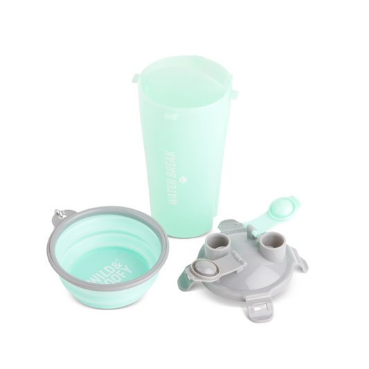 2pc Pet Travel Bottle & Bowl - Seafoam