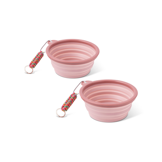 2pk 35oz Collapsible Bowls w/ Paracord Keychain - RWP/VTP